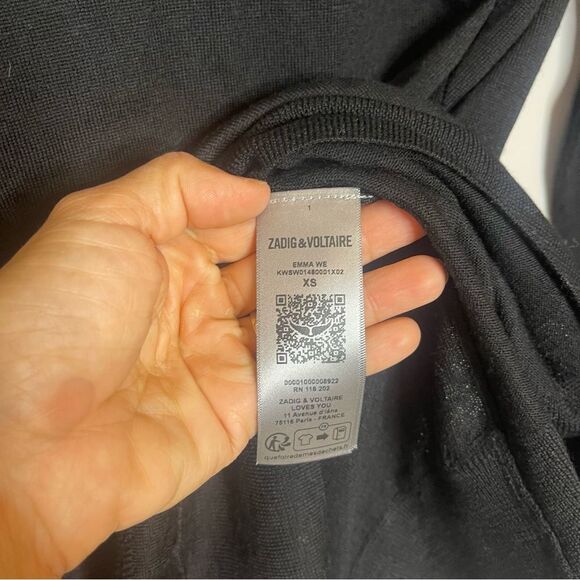 $298 Zadig & Voltaire Emma Open back Black Sweater NEW W FLAW - Picture 9 of 12